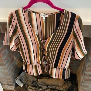 Love Fire XS Bohemian Striped Top with Buttons Super cute